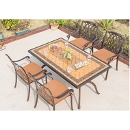 Обеденный комплект из литого алюминия стол Барбекю-1 (151,5x94x73 см) и 4 кресла Опус (Opus)