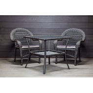 Садовый комплект из искусственного ротанга Мэдисон Нью стол квадратный и 2 кресла с подушками на сиденье