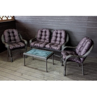 Садовый комплект из искусственного ротанга Мэдисон Нью terrace set с прямоугольным столиком с подушками на сиденье и спинку