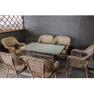 Садовый комплект мебели из искусственного ротанга Мэдисон 6 кресел и прямоугольный стол без подушек