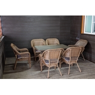 Садовый комплект мебели из искусственного ротанга Мэдисон 6 кресел и прямоугольный стол с подушками на сидение