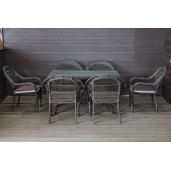 Садовый комплект мебели из искусственного ротанга Мэдисон Нью 6 кресел и стол с подушками на сидение