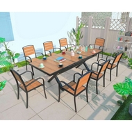 Стол алюминиевый Поливуд Трансформер (Polywood Transformer) 180-240х90 см тик