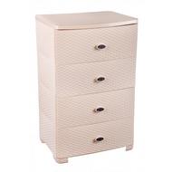 Комод широкий Плетенка 4-х секционный бежевый