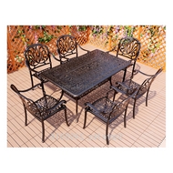 Обеденный комплект мебели из литого алюминия стол Феникс (Fenix) и 6 кресел Феникс (Fenix) бронза