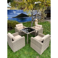 Комплект мебели из искусственного ротанга стол Анталия и 4 кресла Сантьяго Greige