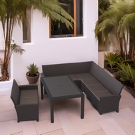 Комплект мебели под ротанг Калифорния (California) с угловым диваном 240х188 см 6 мест, 2х местным диваном 121х62 см, с подушками на сиденье и столом 165х95 см