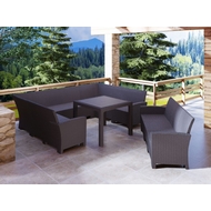 Комплект мебели под ротанг Калифорния (California) с П-образным диваном 136х264х136 см 6 мест, 3х-местным диваном 175х61 см, без подушек, со столом 95х95 см