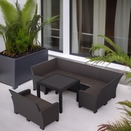 Комплект мебели под ротанг Калифорния (California) с П-образным диваном 136х264х136 см 6 мест, 2х-местным диваном 121х62 см, с подушками на сиденье и столом 95х95см