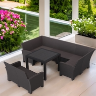 Комплект мебели под ротанг Калифорния (California) с П-образным диваном 136х264х136 см 6 мест, 2х-местным диваном 121х62 см, без подушек, со столом 95х95 см