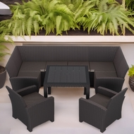 Комплект мебели под ротанг Калифорния (California) с П-образным диваном 136х264х136 см 6 мест, 2 креслами, с подушками на сиденье и столом 95х95 см