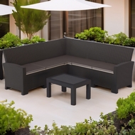 Комплект мебели под ротанг Калифорния (California) с угловым диваном 240х188 см с подушками на сиденье и кофейным столиком