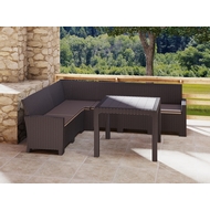 Комплект мебели под ротанг Калифорния (California) с угловым диваном 240х188 см с подушками на сиденье и столом 95х95 см