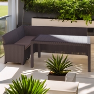 Комплект мебели под ротанг Калифорния (California) с угловым диваном 240х188 см с подушками на сиденье и столом 165х95 см