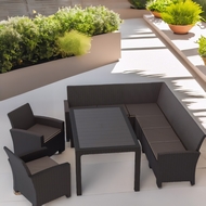 Комплект мебели под ротанг Калифорния (California) с угловым диваном 240х188 см 6 мест, 2 креслами, с подушками на сиденье и столом 165х95 см