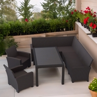 Комплект мебели под ротанг Калифорния (California) с угловым диваном 240х188 см 6 мест, 2 креслами, без подушек, со столом 165х95 см