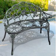 Скамейка садовая из литого алюминия Античная роза (Antique Rose) atrovirens