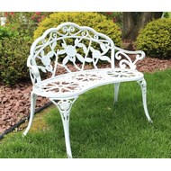 Скамейка садовая из литого алюминия Античная роза (Antique Rose) white