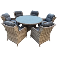 Комплект плетеной мебели КМ-1314 (обеденный стол, 6 кресел)