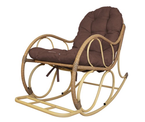 Кресло-качалка Элит бежевое, подушка Какао