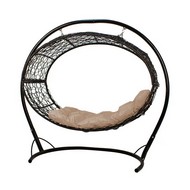 Подвесное кресло Венера (черное с бежевой подушкой)