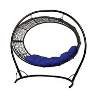 Подвесное кресло Венера (черное с синей подушкой)