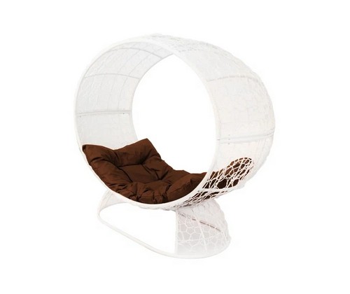 Кресло Венера на подставке (белое с коричневой подушкой)