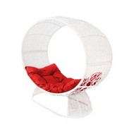 Кресло Венера на подставке (белое с красной подушкой)