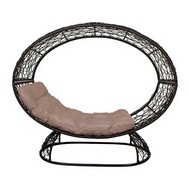 Кресло Венера на подставке (черное с бежевой подушкой)