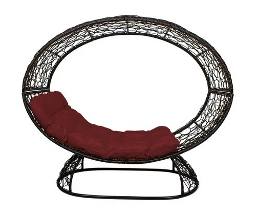 Кресло Венера на подставке (черное с бордовой подушкой)