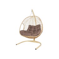 Подвесное кресло ДЛЯ ДВОИХ Home с ротангом (бежевое, подушка Какао)