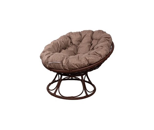 Кресло Папасан Home с ротангом (коричневое с подушкой Какао)