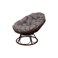 Кресло Папасан Home с ротангом (коричневое с подушкой Пепел)