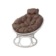 Кресло Папасан Home Мини с ротангом (белое, подушка Какао)