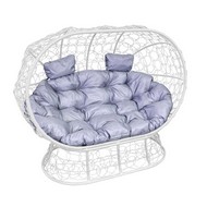 Кокон Лежебока на подставке (ротанг, белый с серой подушкой)