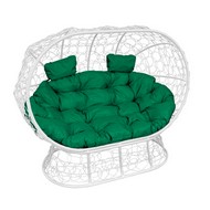 Кокон Лежебока на подставке (ротанг, белый с зеленой подушкой)