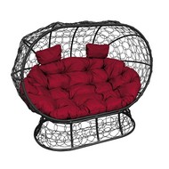 Кокон Лежебока на подставке (ротанг, черный с бордовой подушкой)