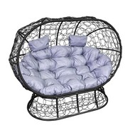 Кокон Лежебока на подставке (ротанг, черный с серой подушкой)
