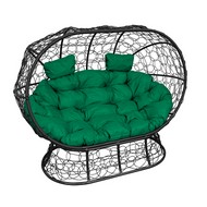 Кокон Лежебока на подставке (ротанг, черный с зеленой подушкой)