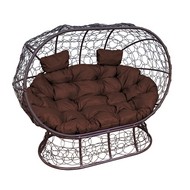 Кокон Лежебока на подставке (ротанг, коричневый с коричневой подушкой)