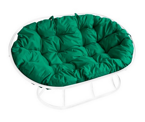 Диван Мамасан металл (белый с зеленой подушкой)