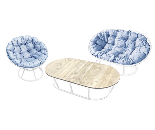 Комплект мебели Мамасан-папасан (белый с серыми подушками)