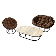 Комплект мебели Мамасан-папасан (черный с коричневыми подушками)