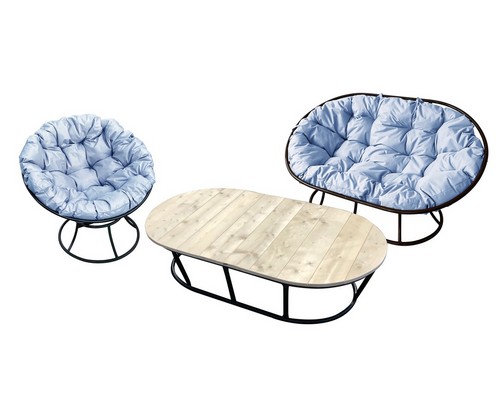 Комплект мебели Мамасан-папасан (черный с серыми подушками)