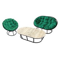 Комплект мебели Мамасан-папасан (черный с зелеными подушками)