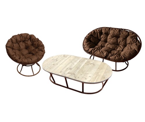 Комплект мебели Мамасан-папасан (коричневый с коричневыми подушками)