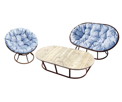 Комплект мебели Мамасан-папасан (коричневый с серыми подушками)