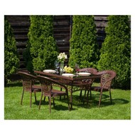Комплект садовой мебели стол Адлер 1,4 м и 4 стула Мокко с ротангом (коричневый)