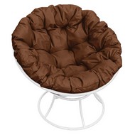 Кресло Папасан металл (белое с коричневой подушкой)
