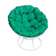 Кресло Папасан металл (белое с зеленой подушкой)